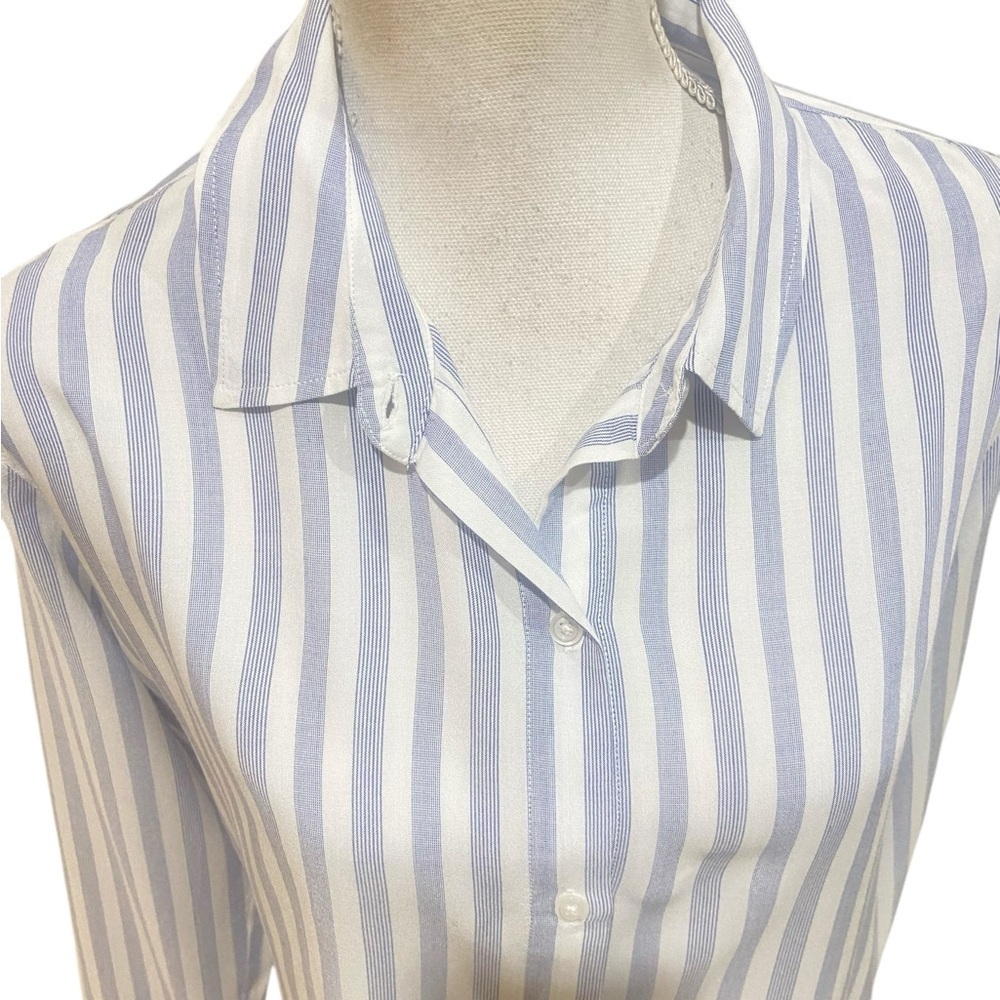 Rails Blue & White Stripe Button Down Shirt Light… - image 4